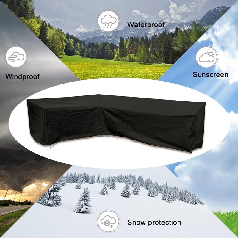 210x270x85cm Black Outdoor Corner Sofa Cover for Garden Furniture 3