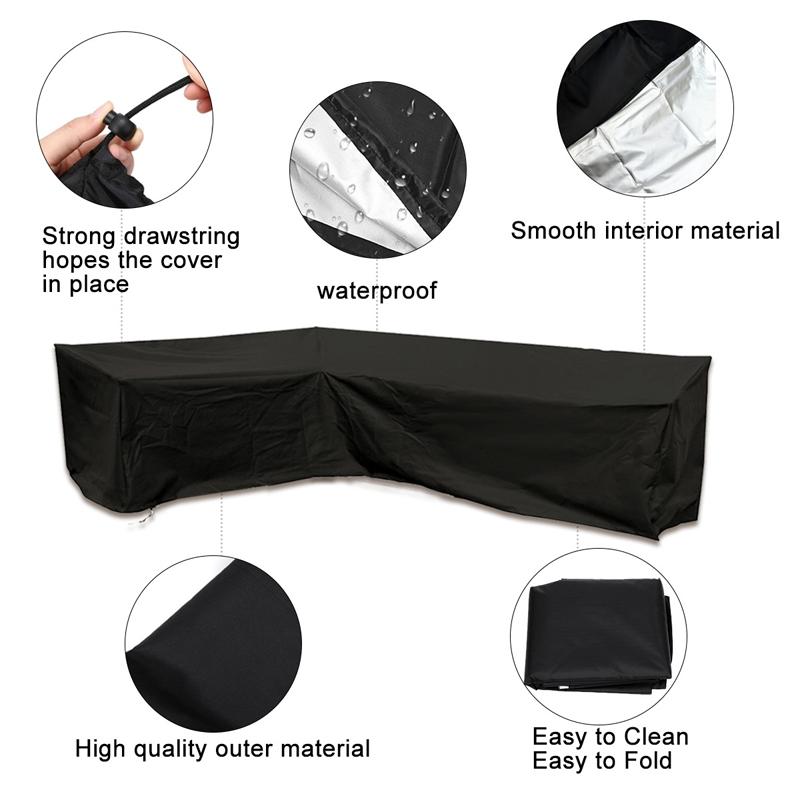 210x270x85cm Black Outdoor Corner Sofa Cover for Garden Furniture 5
