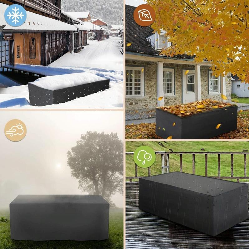 Waterproof Outdoor Furniture Cover - Protects Table and Chairs from Dust and Uv Rays - 123x61x72cm - Black 8