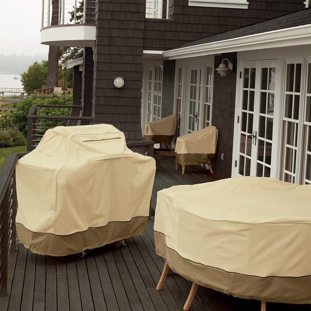 Waterproof Bbq Cover with Sundry Bag - 183x66x130cm Beige 6