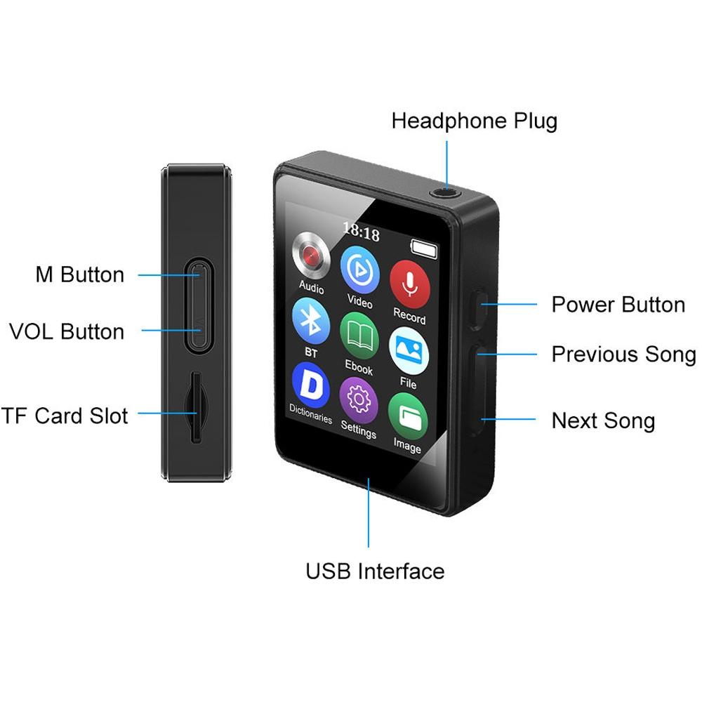 Bluetooth 5.0 Mp3 Player With Ebook Recorder 128Gb - 128Gb 8