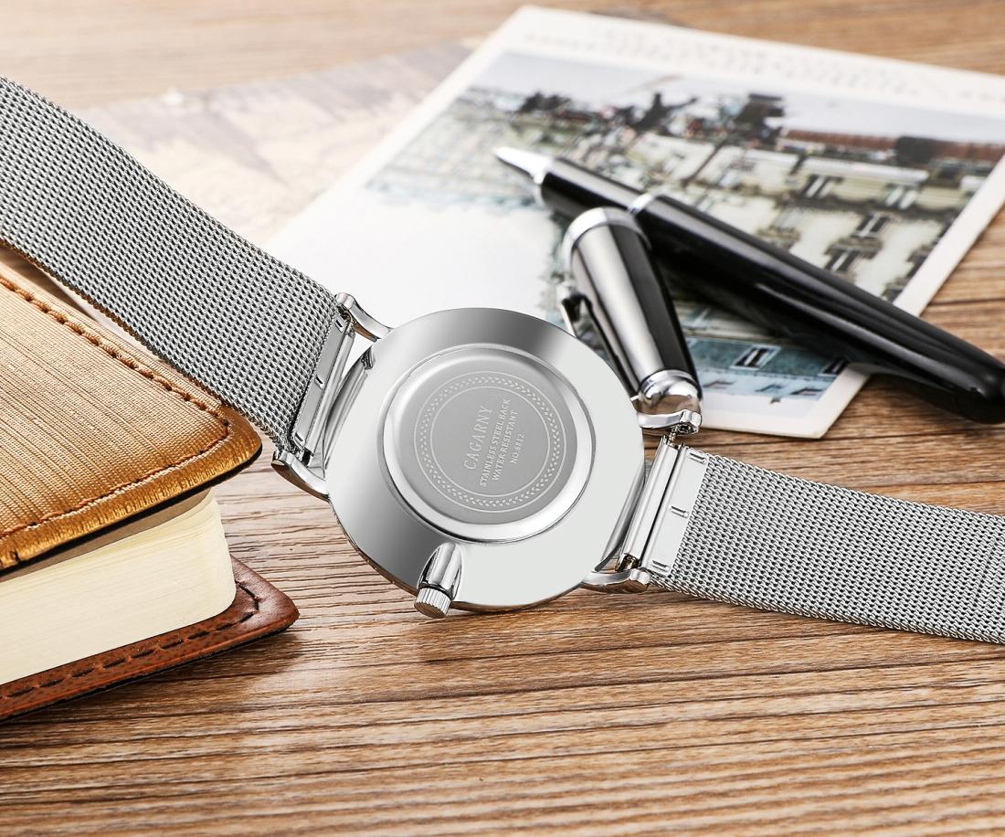 Stylish Men Quartz Watch with Stainless Steel Band - Round Dial Silver Alloy Case - Wa0736A 8