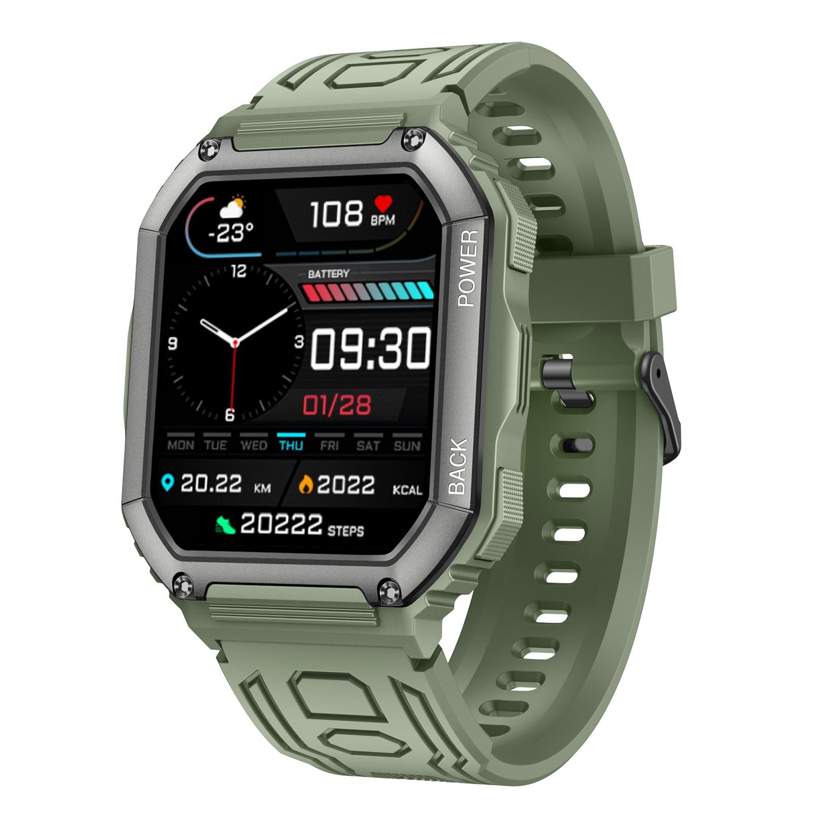 Waterproof Pedometer Sport Smart Watch Support Heart Rate / Blood Pressure Monitoring / Bt Calling - Camouflage Black 14