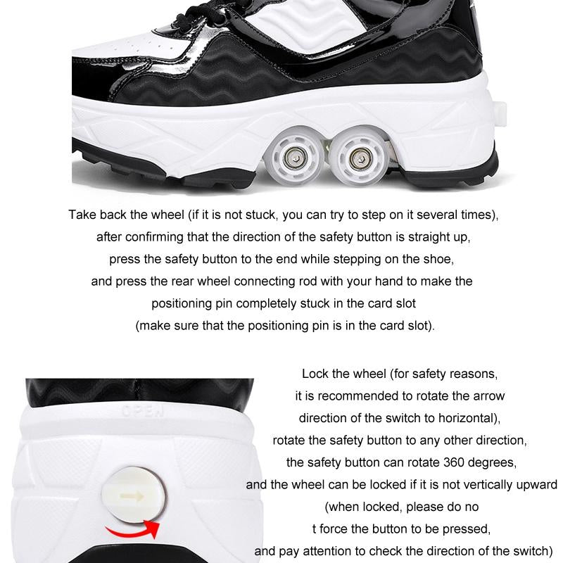 Retractable Dual-purpose Roller Skates - Size 33 Deformable Four-wheel - Df09 White - 39 5
