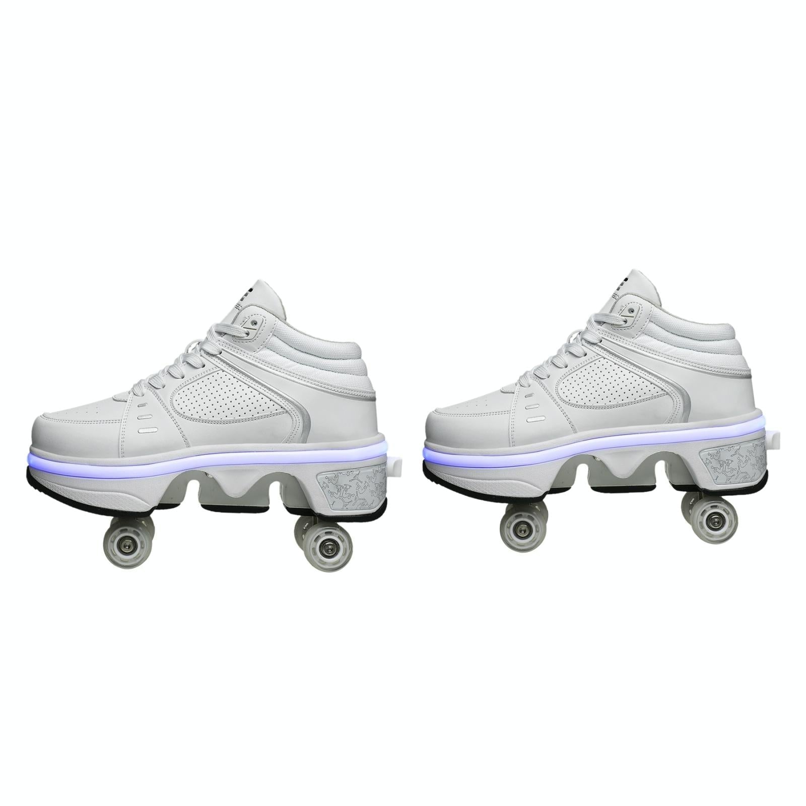 Versatile Double Row Rune Roller Skates - Size 39 - Low-Top Without Light (White) 9