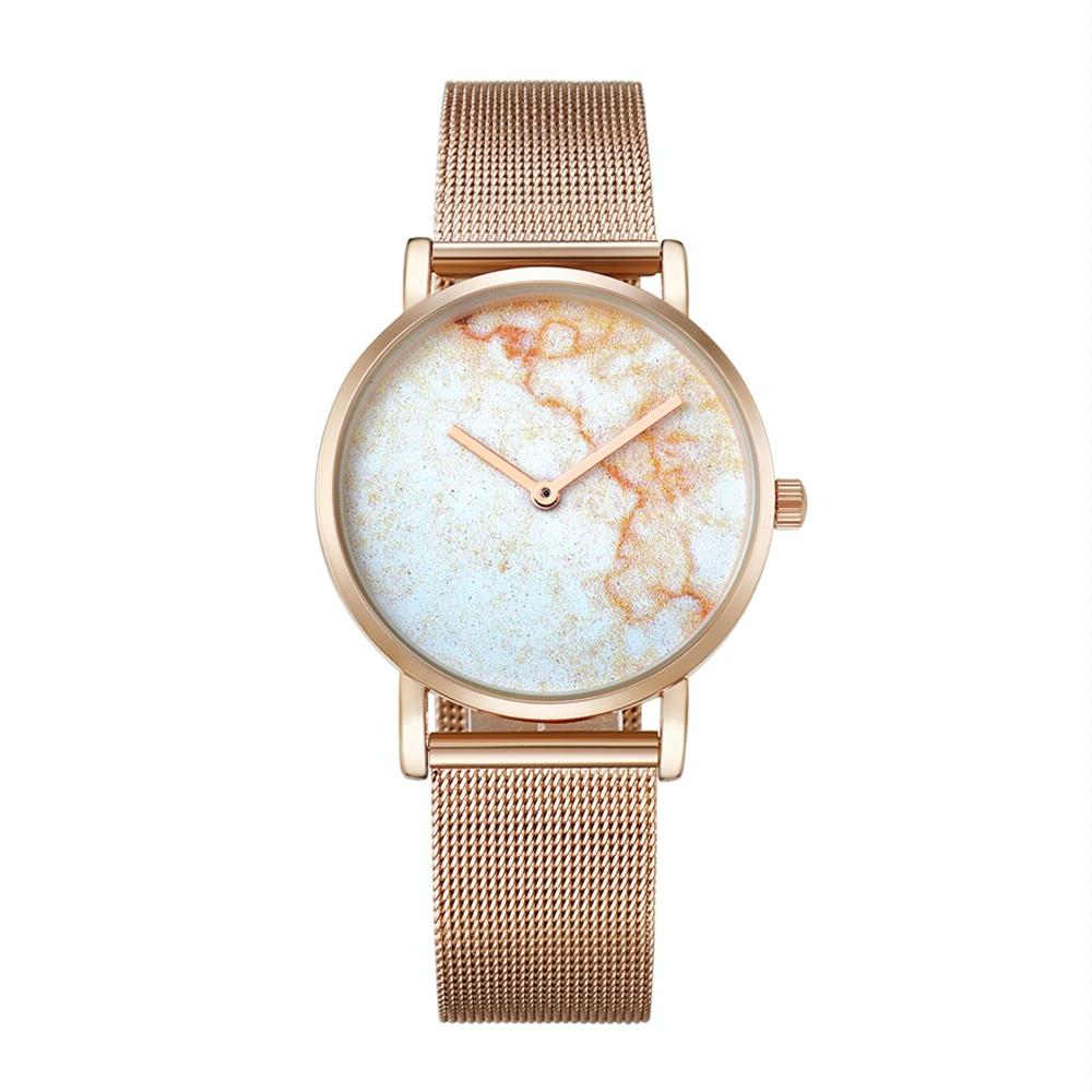 Stylish Women Quartz Watch with Gold Alloy Case and Stainless Steel Band - Round Dial - Wa0727A