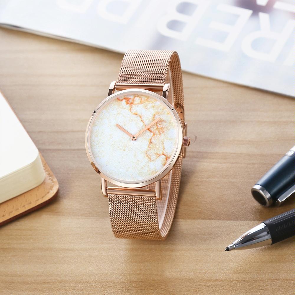 Stylish Women Quartz Watch with Gold Alloy Case and Stainless Steel Band - Round Dial - Wa0727A 6