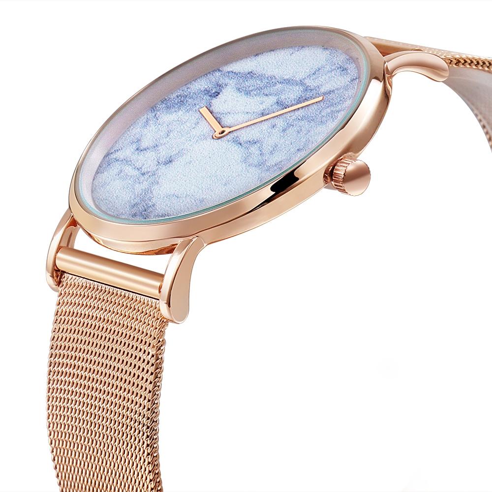 Stylish Women Quartz Watch with Gold Alloy Case and Stainless Steel Band - Round Dial - Wa0727A 12