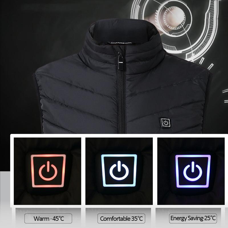4 Area Single Control Usb Electric Heating Undershirt Intelligent Warm Vest - Black - Xxxxxl 6