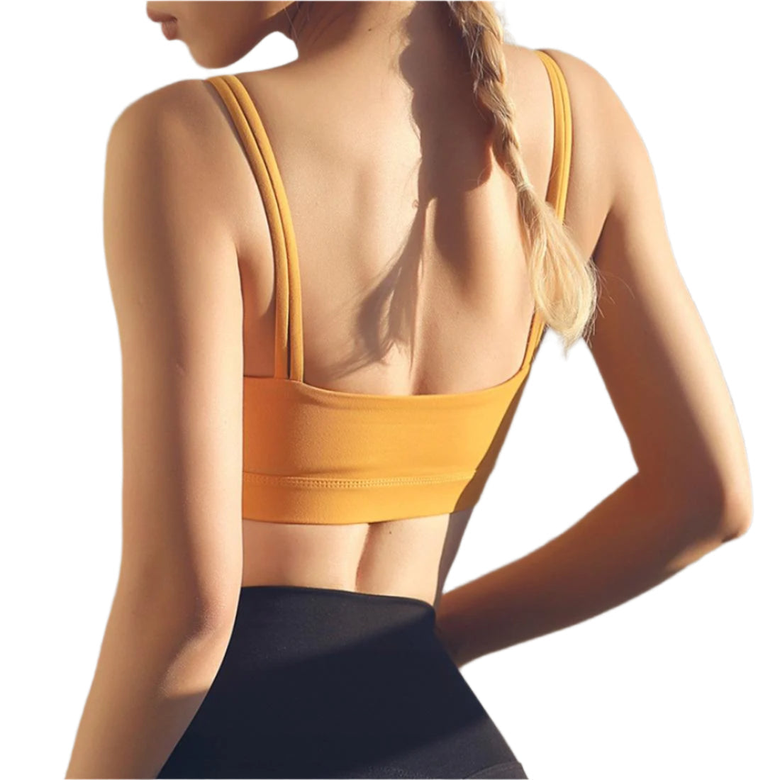 Black Double Shoulder Belt Yoga Vest - Black S