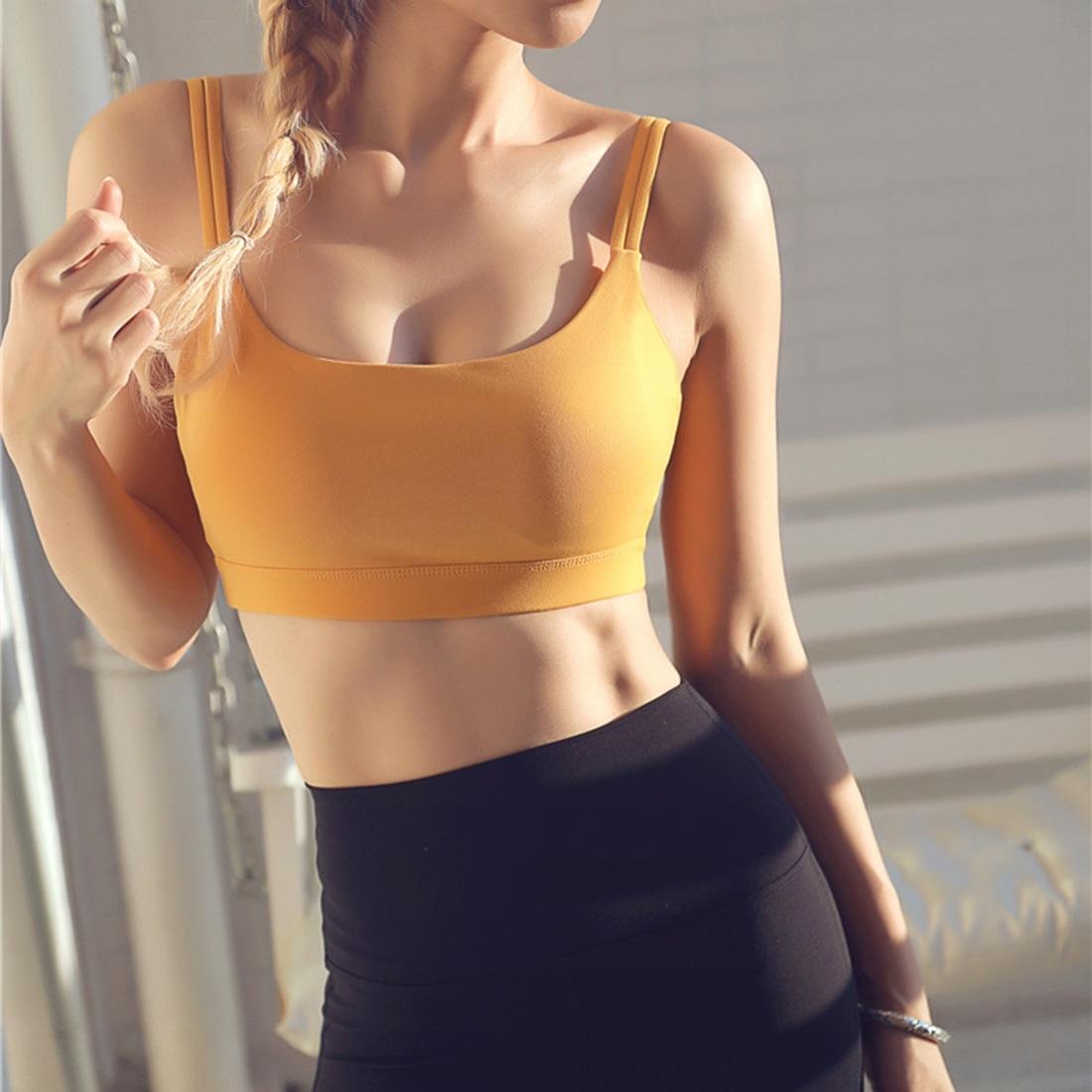 Black Double Shoulder Belt Yoga Vest - Black S 5