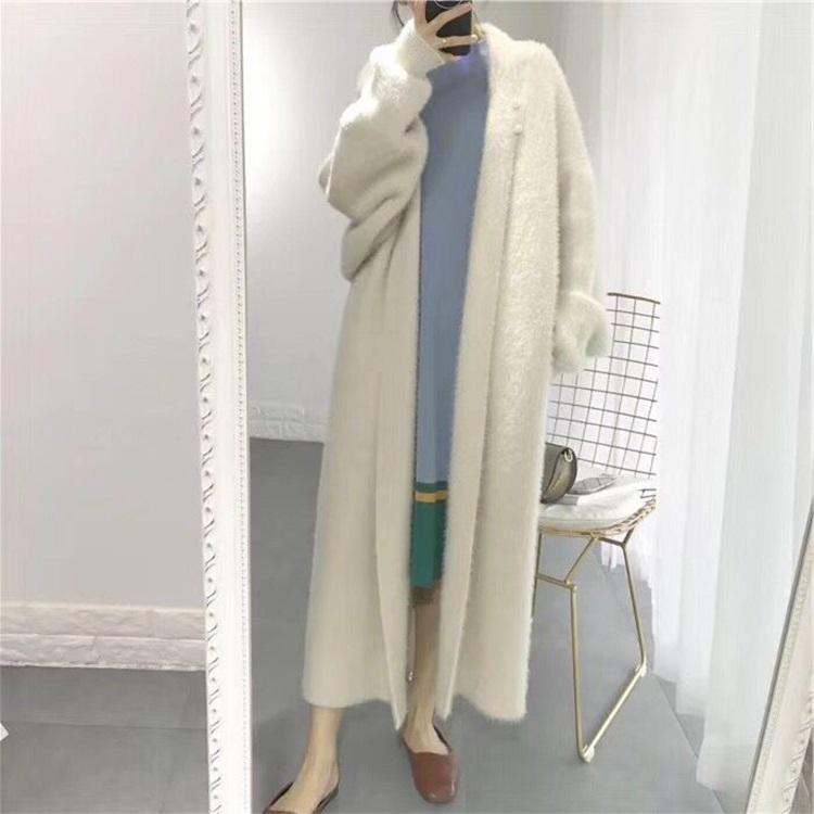 Loose Bat Plus Size Thickened Nightgown Women Knitted Cardigan Sweater Coat White Free Size