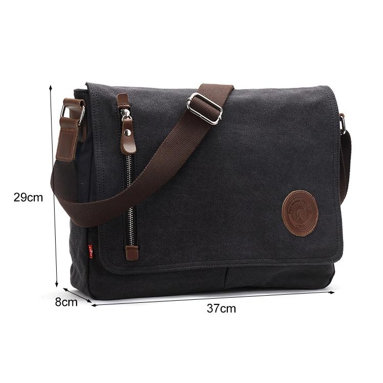 Men Canvas Shoulder Bag Versatile Crossbody Messenger Black 3