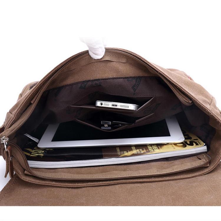 Men Canvas Shoulder Bag Versatile Crossbody Messenger Black 7