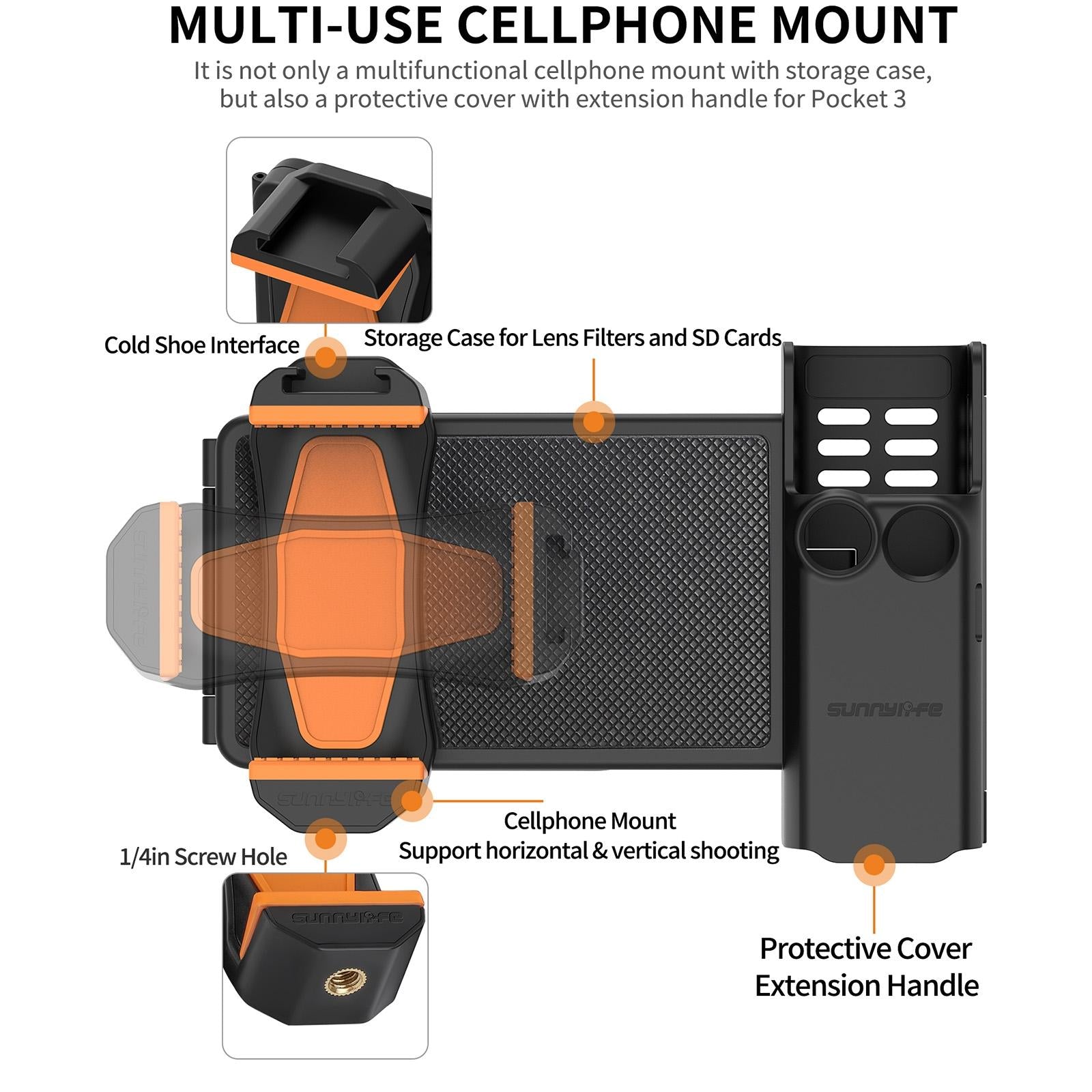 Portable Phone Clamp Holder with Storage Case for Dji Pocket 3 5
