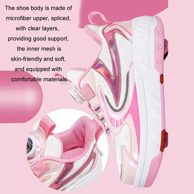 29 Size Children's Two-wheeled Roller Skating Shoes - Xf18 Pink - 38 5