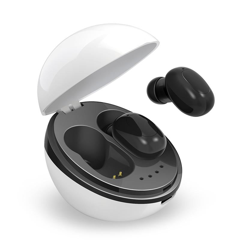 Wireless Bluetooth Earphones - Space Capsule Shape with Magnetic Charging Box & Lanyard - Black 3