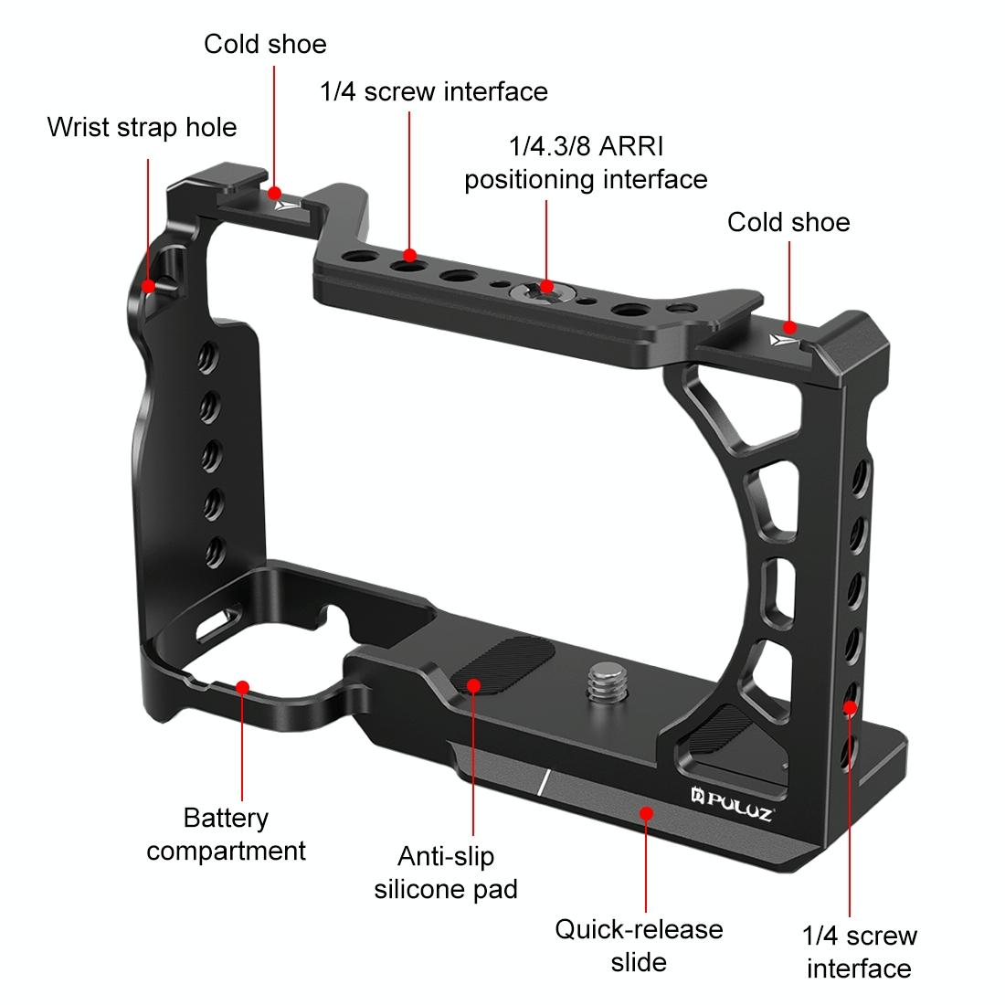 Metal Camera Cage For Sony A6500 / A6400 / A6300 / A6000 - Stabilizer Rig Black 5