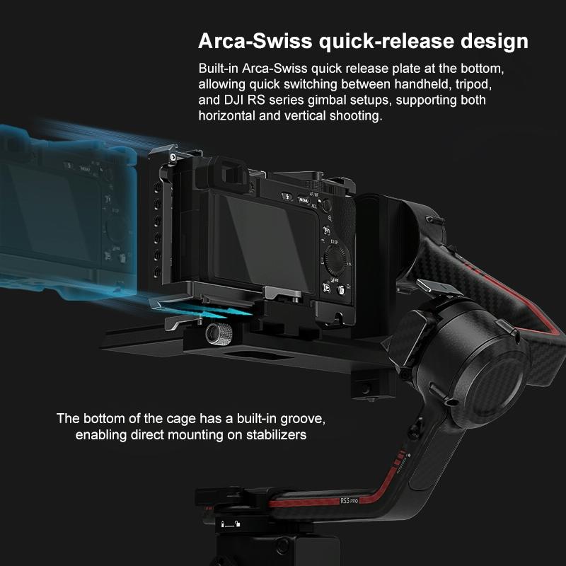 Metal Camera Cage For Sony A6500 / A6400 / A6300 / A6000 - Stabilizer Rig Black 9