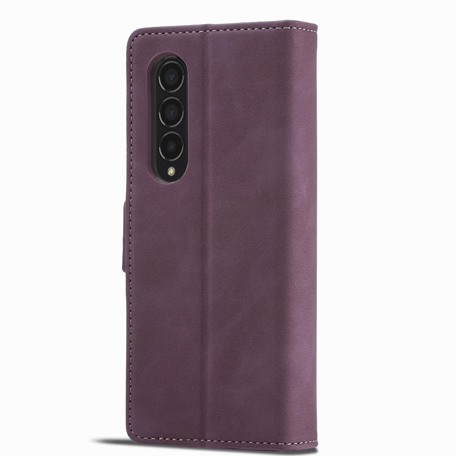 For Samsung Galaxy Z Fold4 5G Leather Dual Side Buckle Phone Cover - Dark Cyan 4