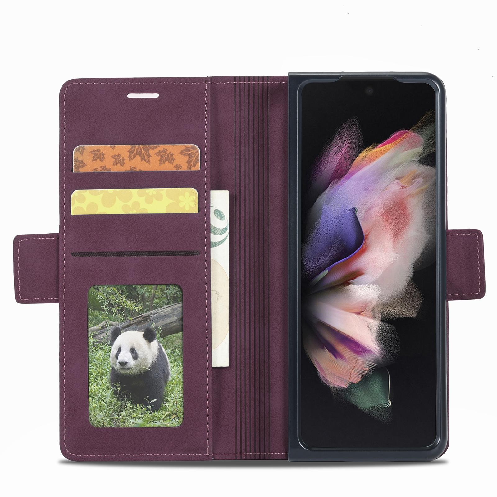 For Samsung Galaxy Z Fold4 5G Leather Dual Side Buckle Phone Cover - Dark Cyan 5