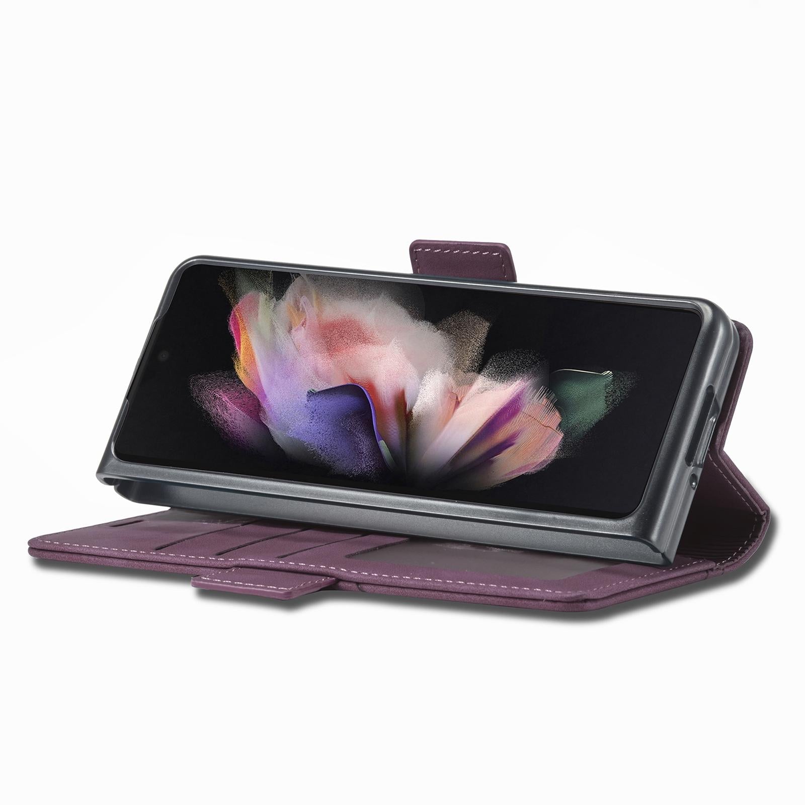 For Samsung Galaxy Z Fold4 5G Leather Dual Side Buckle Phone Cover - Dark Cyan 6