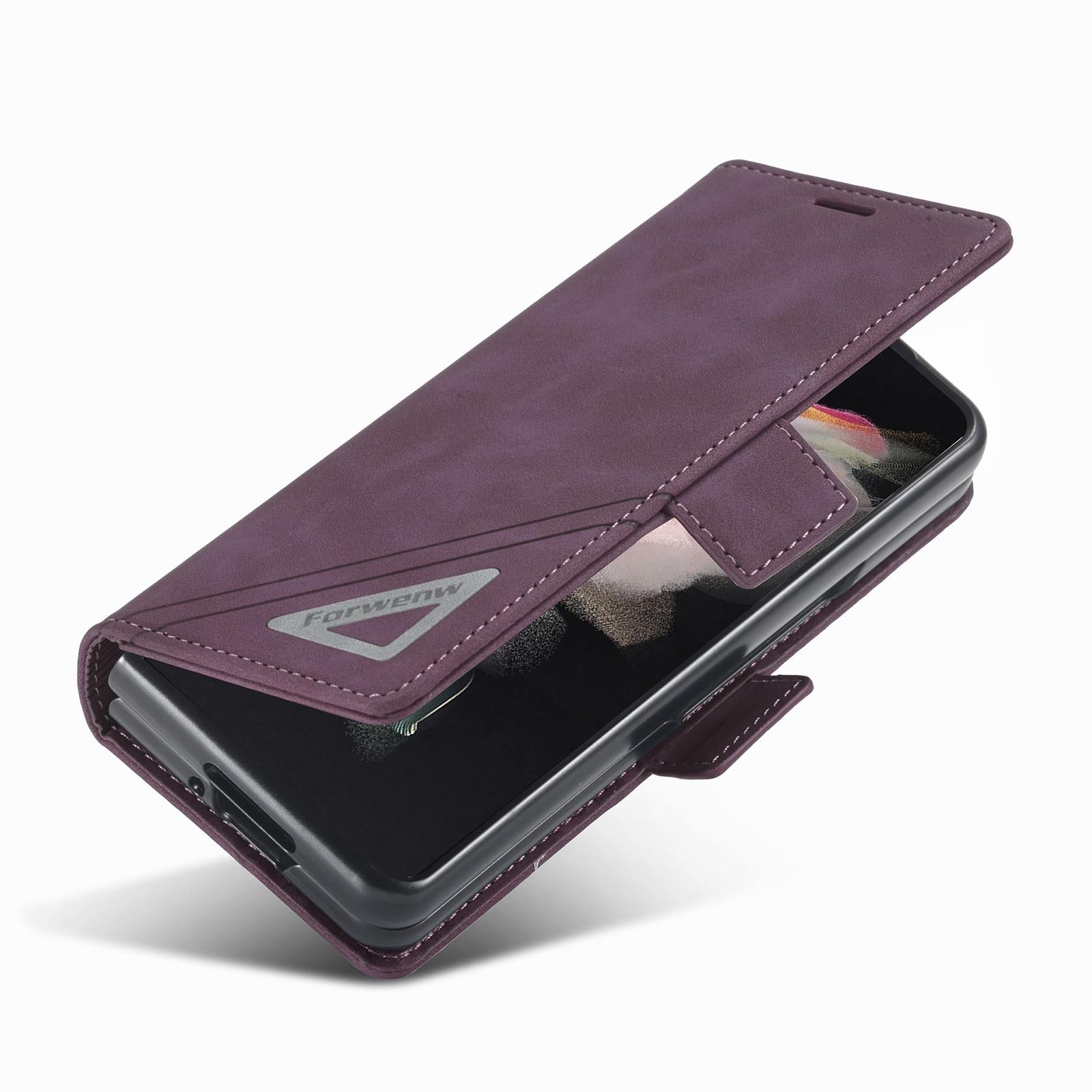 For Samsung Galaxy Z Fold4 5G Leather Dual Side Buckle Phone Cover - Dark Cyan 7