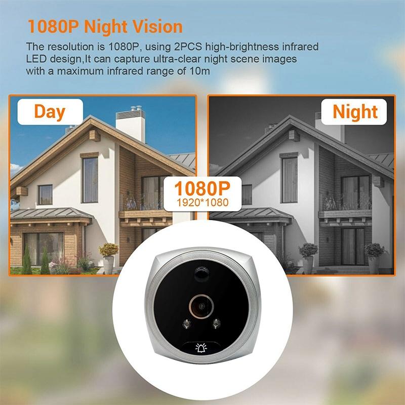 Smart Cat Eye Video Doorbell With 4.5 1080P Hd Screen Night Vision & Motion Detection - Black 7