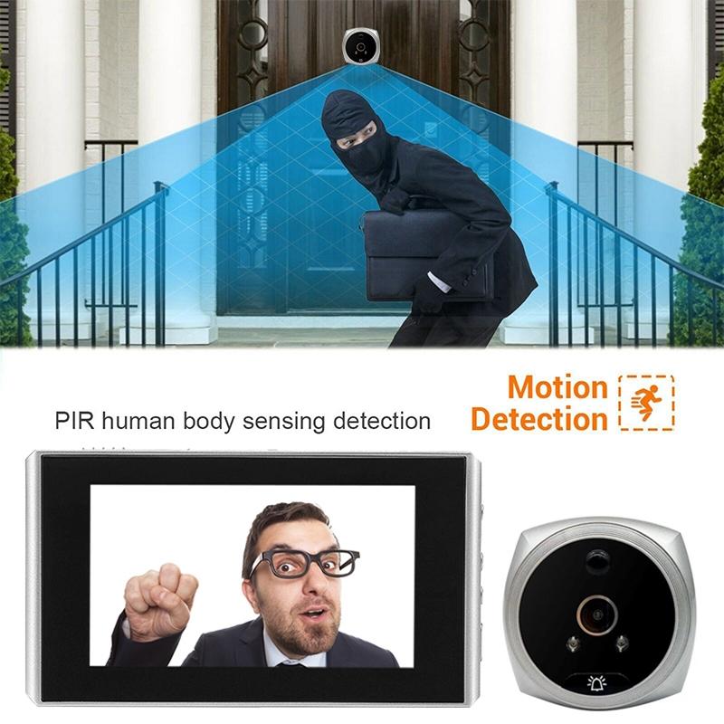 Smart Cat Eye Video Doorbell With 4.5 1080P Hd Screen Night Vision & Motion Detection - Black 10