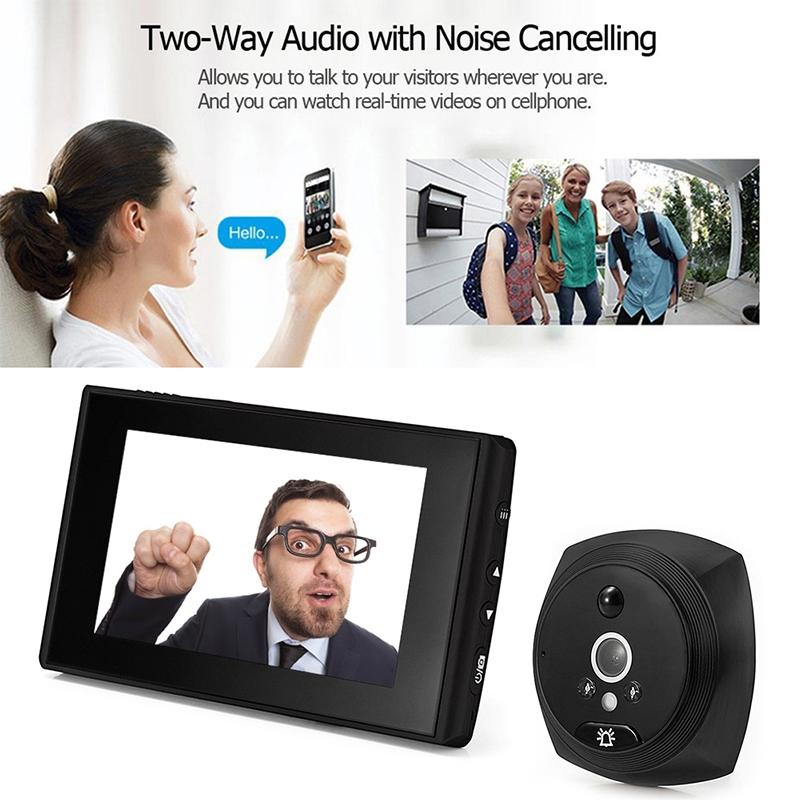 Smart Cat Eye Video Doorbell With 4.5 1080P Hd Screen Night Vision & Motion Detection - Black 13