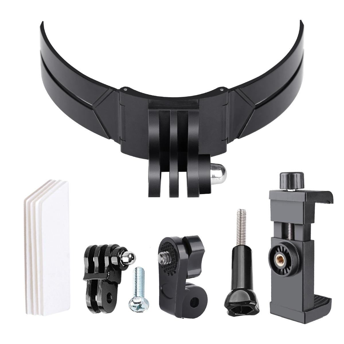 Foldable Action Camera Helmet Mount Kit with j Hook and Phone Clamp 3