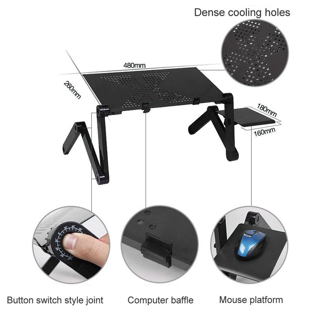 Adjustable Foldable Laptop Stand with Fans & Mouse Pad - Portable Aluminum Alloy - Black 5