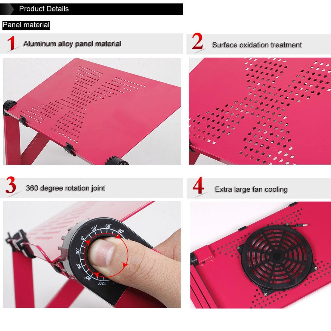 Adjustable Foldable Laptop Stand with Fans & Mouse Pad - Portable Aluminum Alloy - Black 6