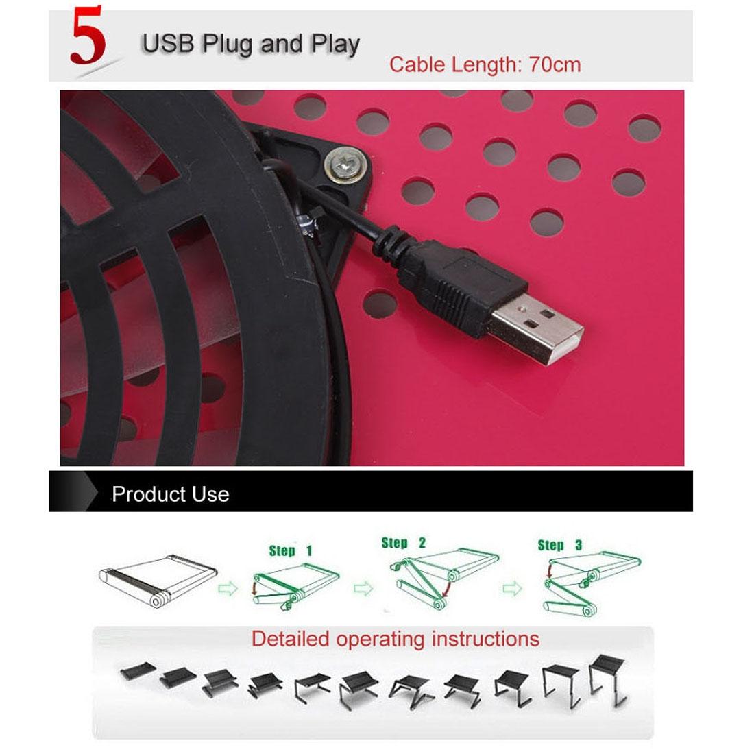 Adjustable Foldable Laptop Stand with Fans & Mouse Pad - Portable Aluminum Alloy - Black 7