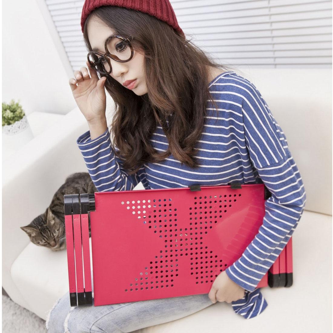 Adjustable Foldable Laptop Stand with Fans & Mouse Pad - Portable Aluminum Alloy - Black 8