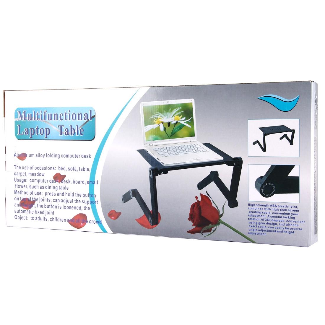 Adjustable Foldable Laptop Stand with Fans & Mouse Pad - Portable Aluminum Alloy - Black 10