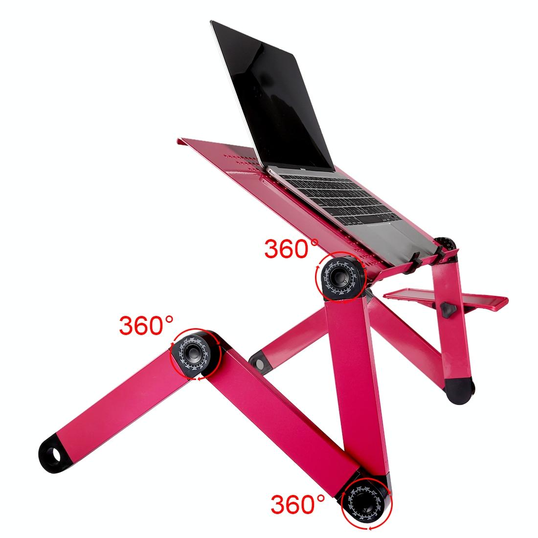 Adjustable Foldable Laptop Stand with Fans & Mouse Pad - Portable Aluminum Alloy - Black 13