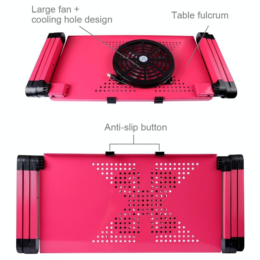 Adjustable Foldable Laptop Stand with Fans & Mouse Pad - Portable Aluminum Alloy - Black 14