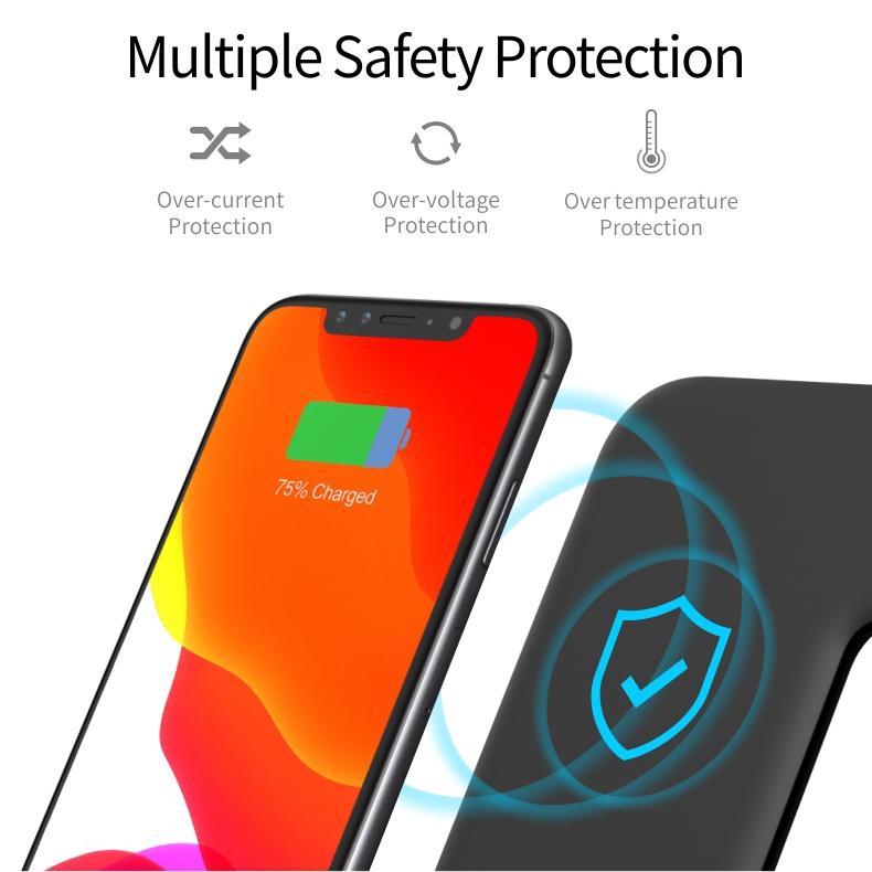 3 In 1 Magnetic Wireless Charger With Touch Ring Light - Black 6