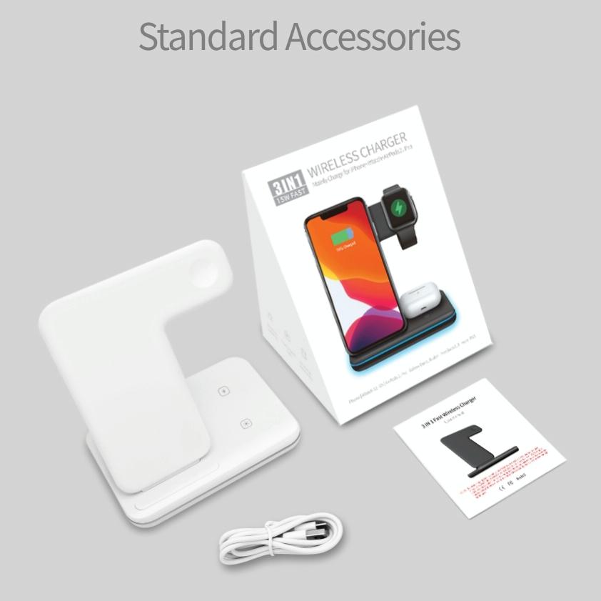 3 In 1 Magnetic Wireless Charger With Touch Ring Light - Black 11