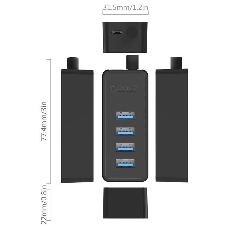 4-Port Usb 3.0 Desktop Hub With Micro Usb Cable 11