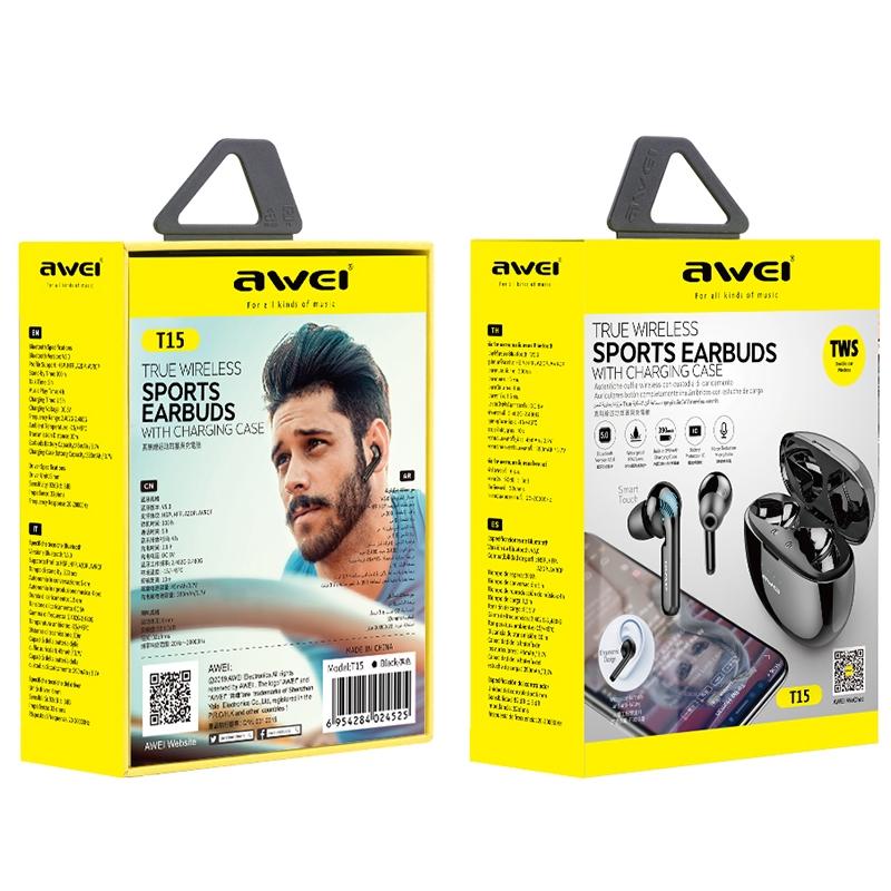 Wireless Sports Headset with Charging Case - T15 Tws Bluetooth V5.0 Black 5