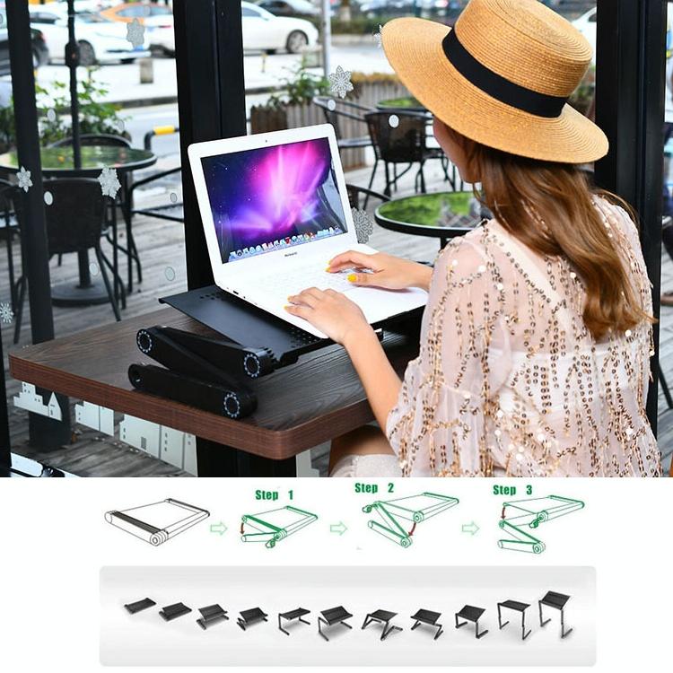 Adjustable Foldable Laptop Stand - Portable Aluminium Alloy - 360 Degree Rotation 8