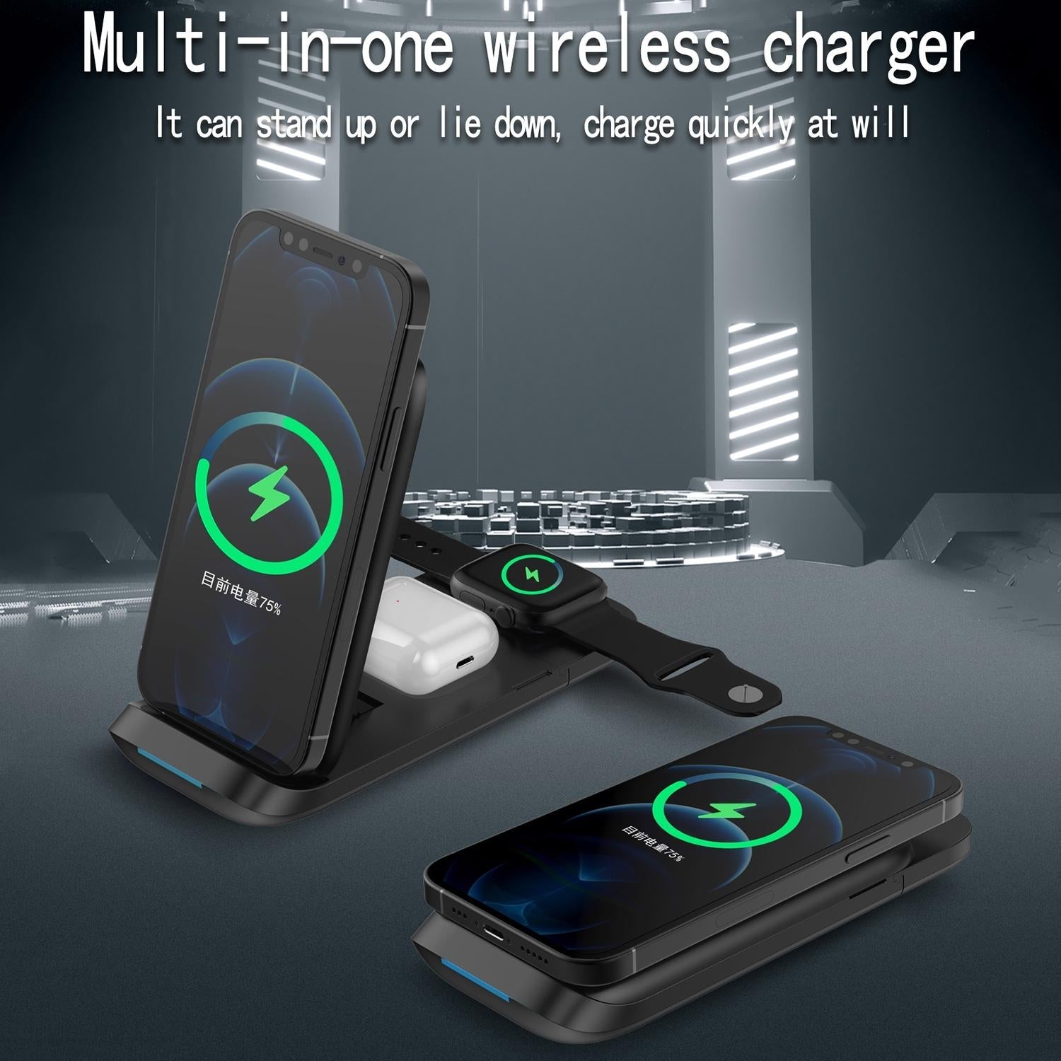 3 In 1 Foldable Wireless Charger For Iphone Apple Watch Airpods 3