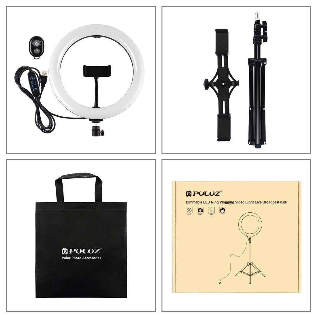 10.2 Led Ring Light with Tripod & Dual Phone Brackets - Usb Dimmable Dual Colour Temperature Selfie Remote - Black 4