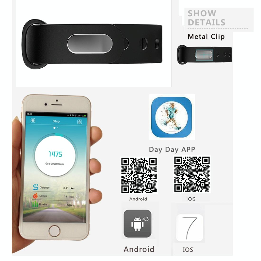 Waterproof Oled Bluetooth Smart Bracelet With Pedometer And Remote Capture For Android / Ios - Black 7