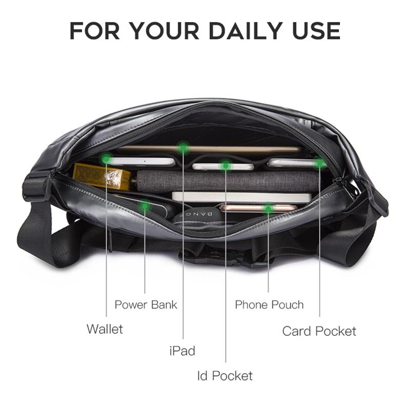 Waterproof Men Crossbody Chest Bag Epithelium Coating 35X19X8.5Cm Black 5
