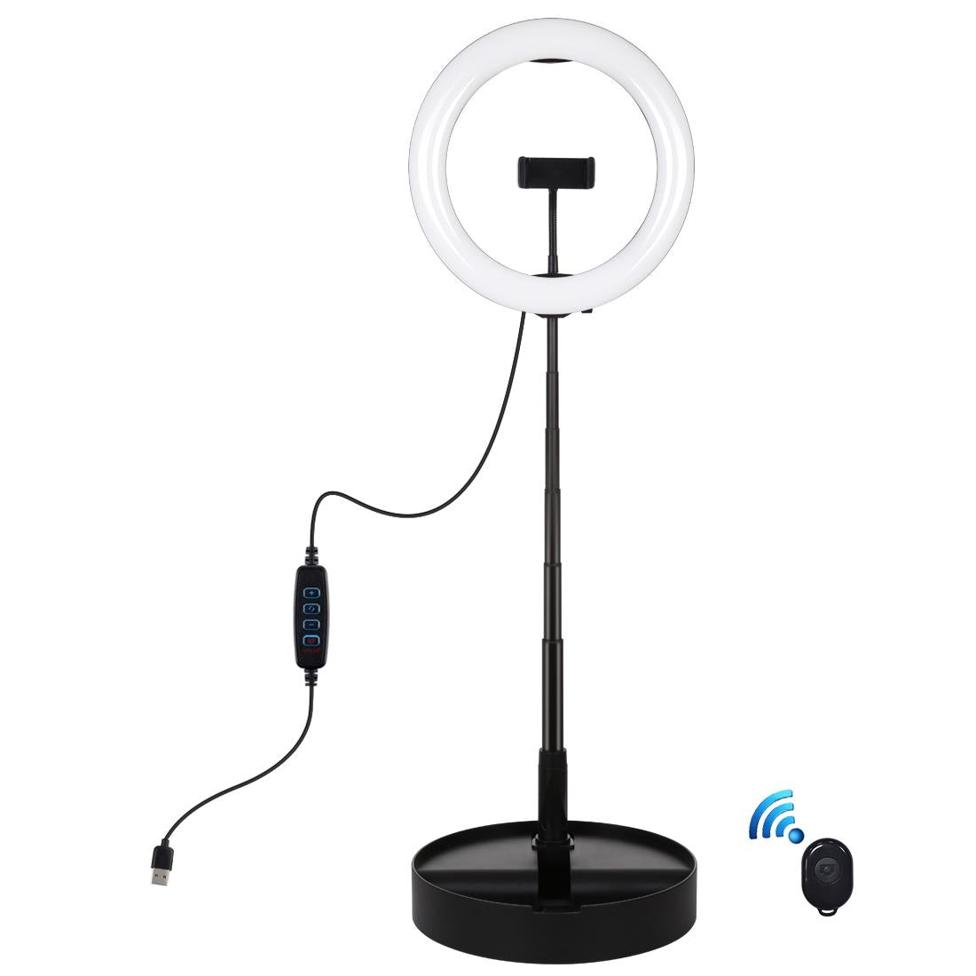 10.2 Dual-colour Led Ring Light with Usb Bluetooth Remote and Phone Holder - Black 3