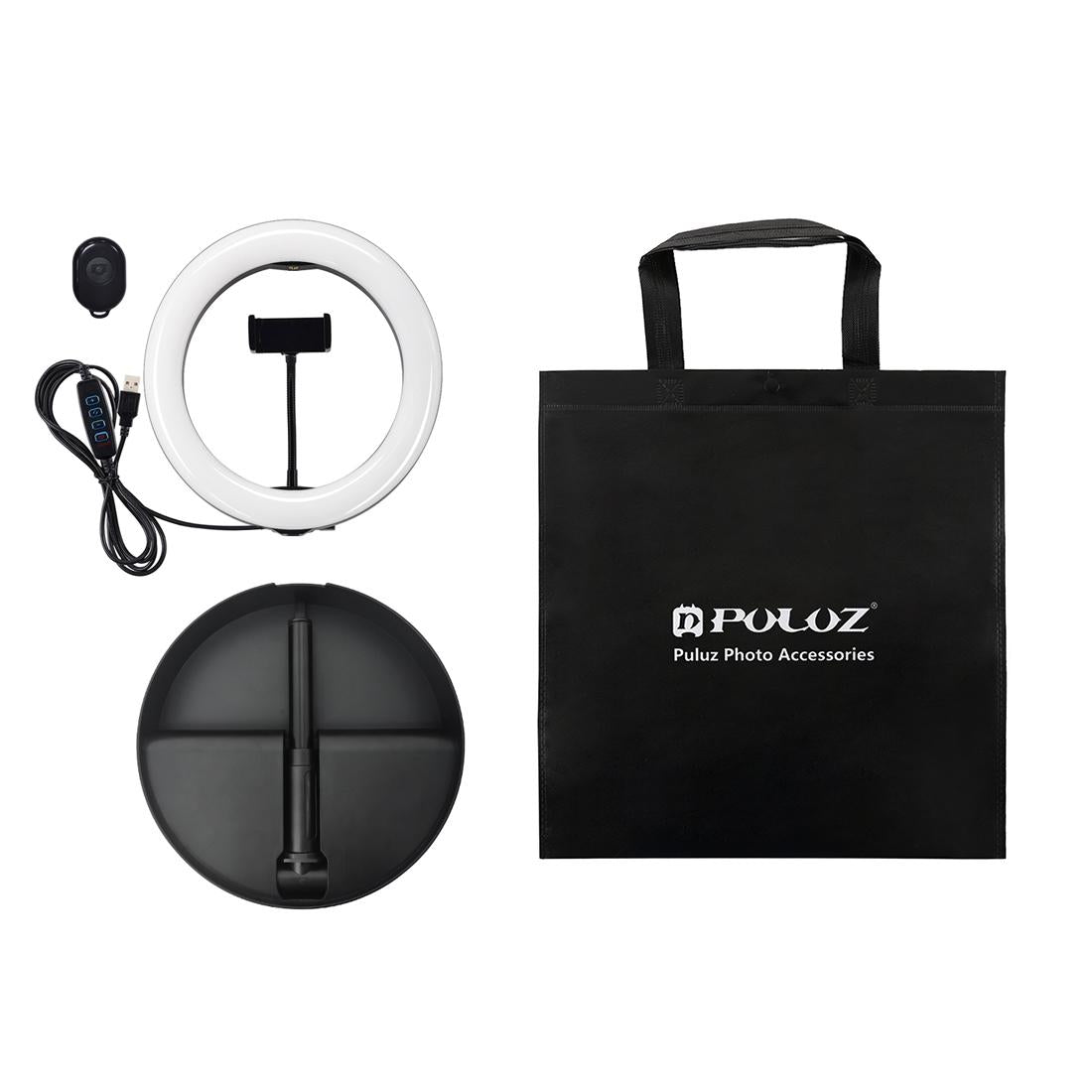 10.2 Dual-colour Led Ring Light with Usb Bluetooth Remote and Phone Holder - Black 6