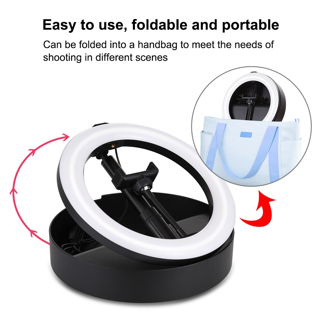 10.2 Dual-colour Led Ring Light with Usb Bluetooth Remote and Phone Holder - Black 14